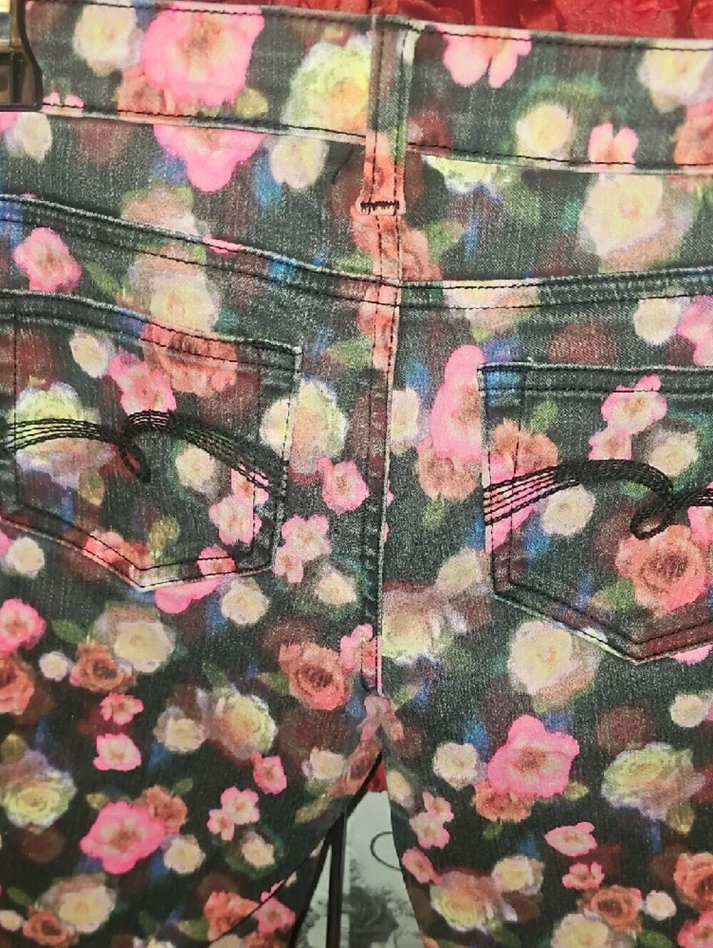 Justice Floral Skinny Jeans - Pink & Green